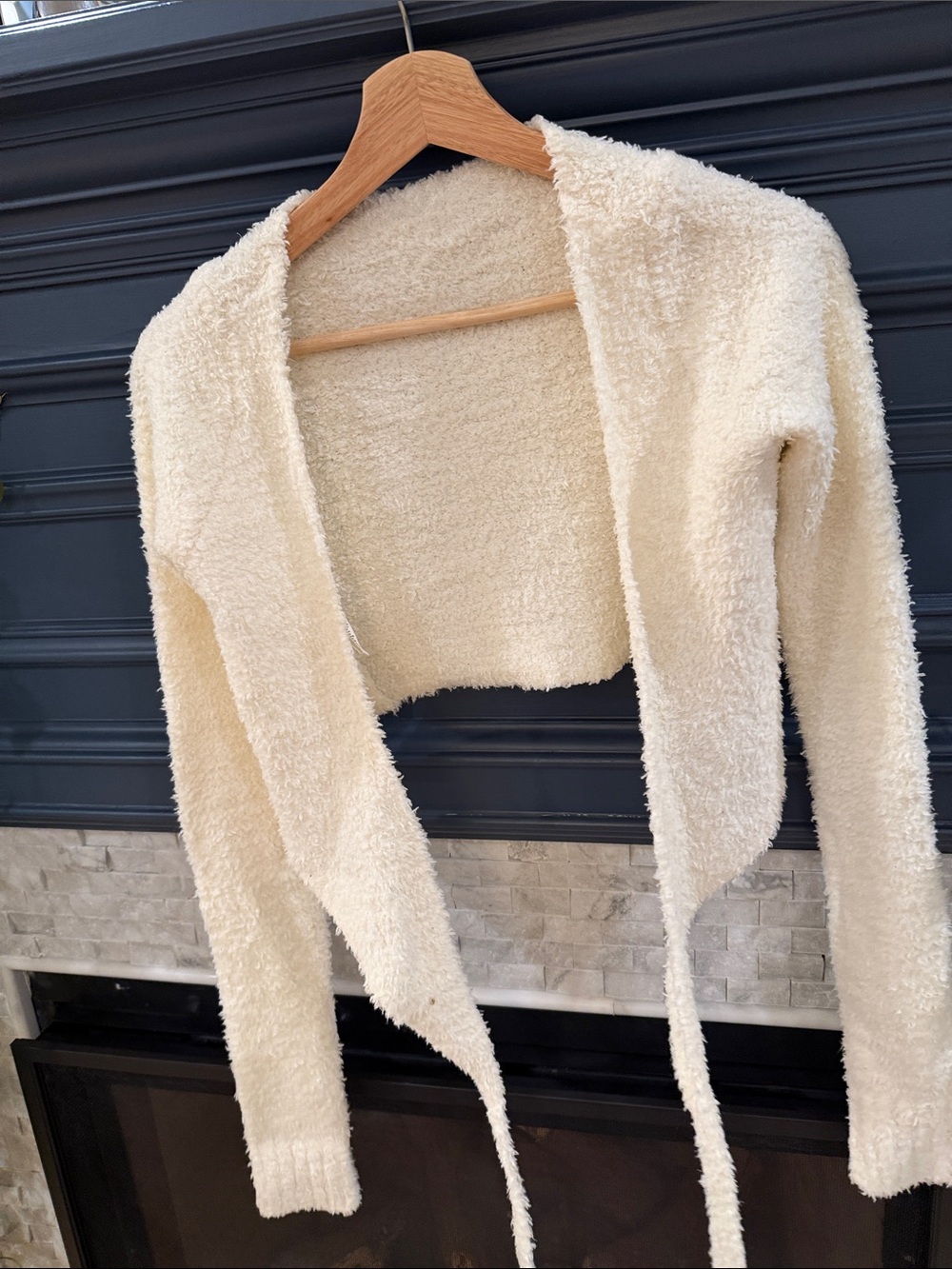 SKIMS Cream Open-Front Bouclé Shrug